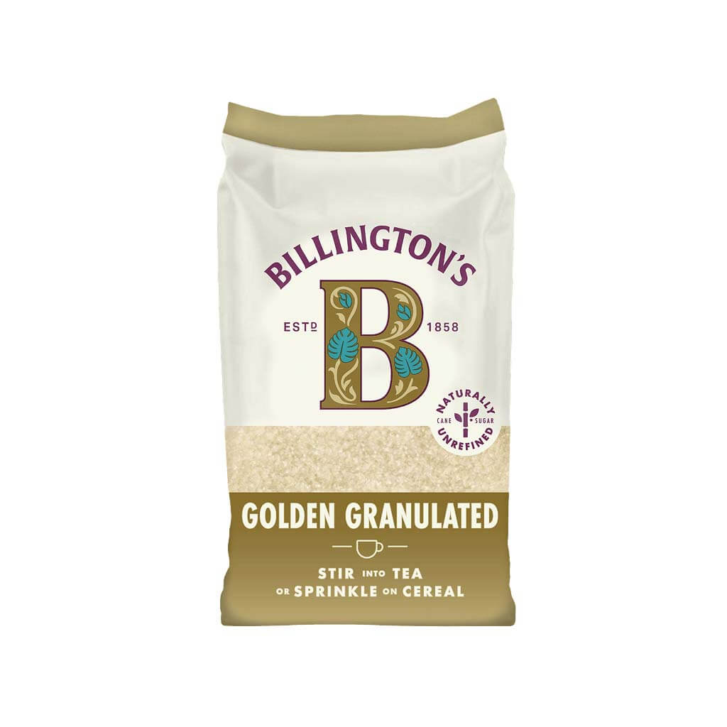 Billington's organic golden granulated cane sugar 500g perfect for stirring into tea or sprinkling on cereal.