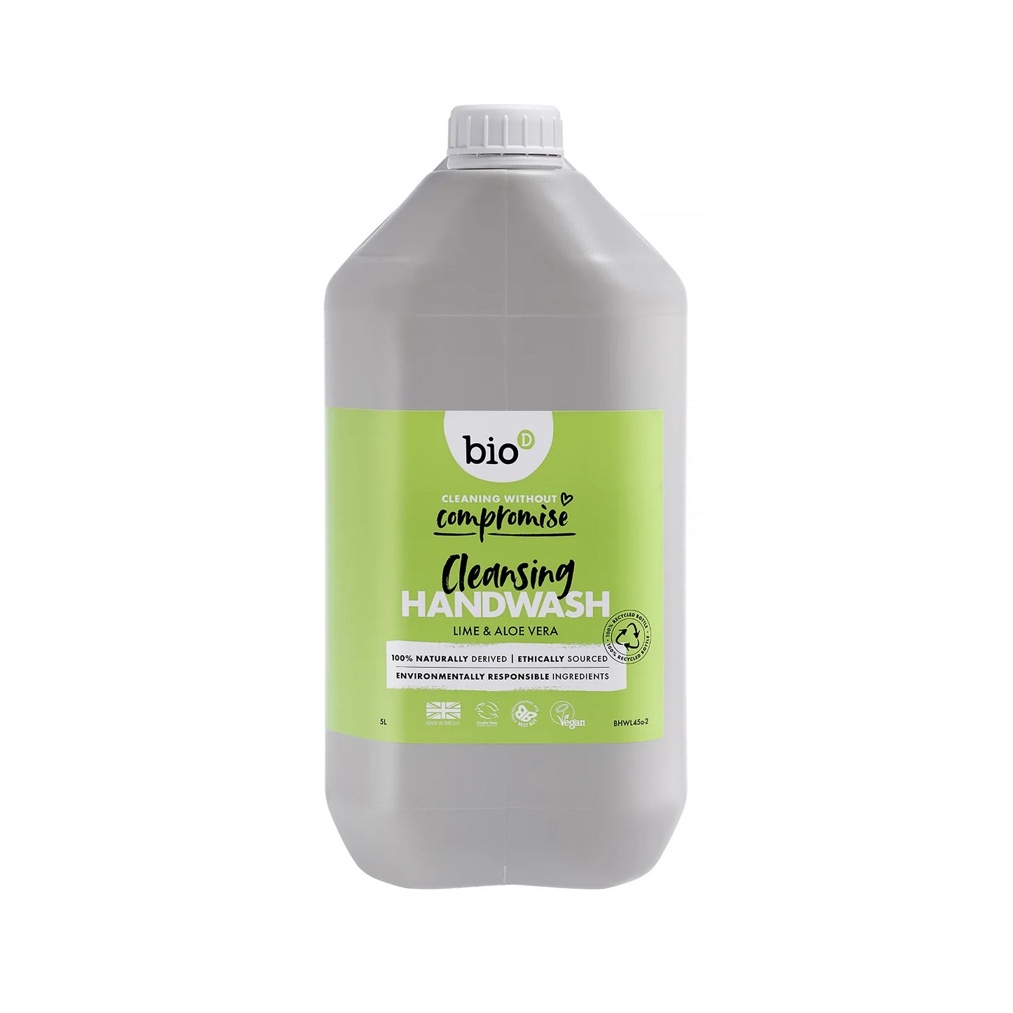 Bio-D Hand Wash Lime & Aloe Vera 5 Litre Front label.