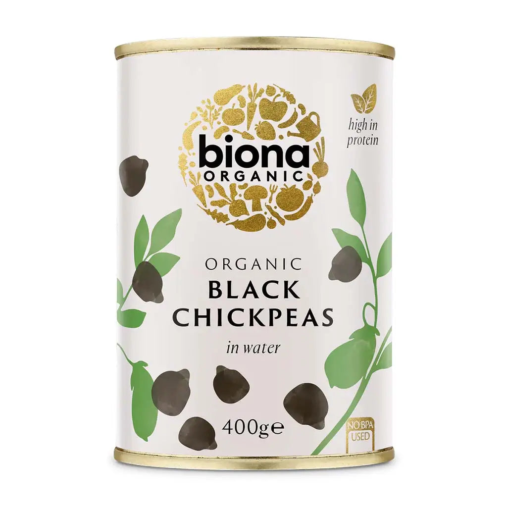 Biona organic Black Chickpeas 400g BPA free tin.