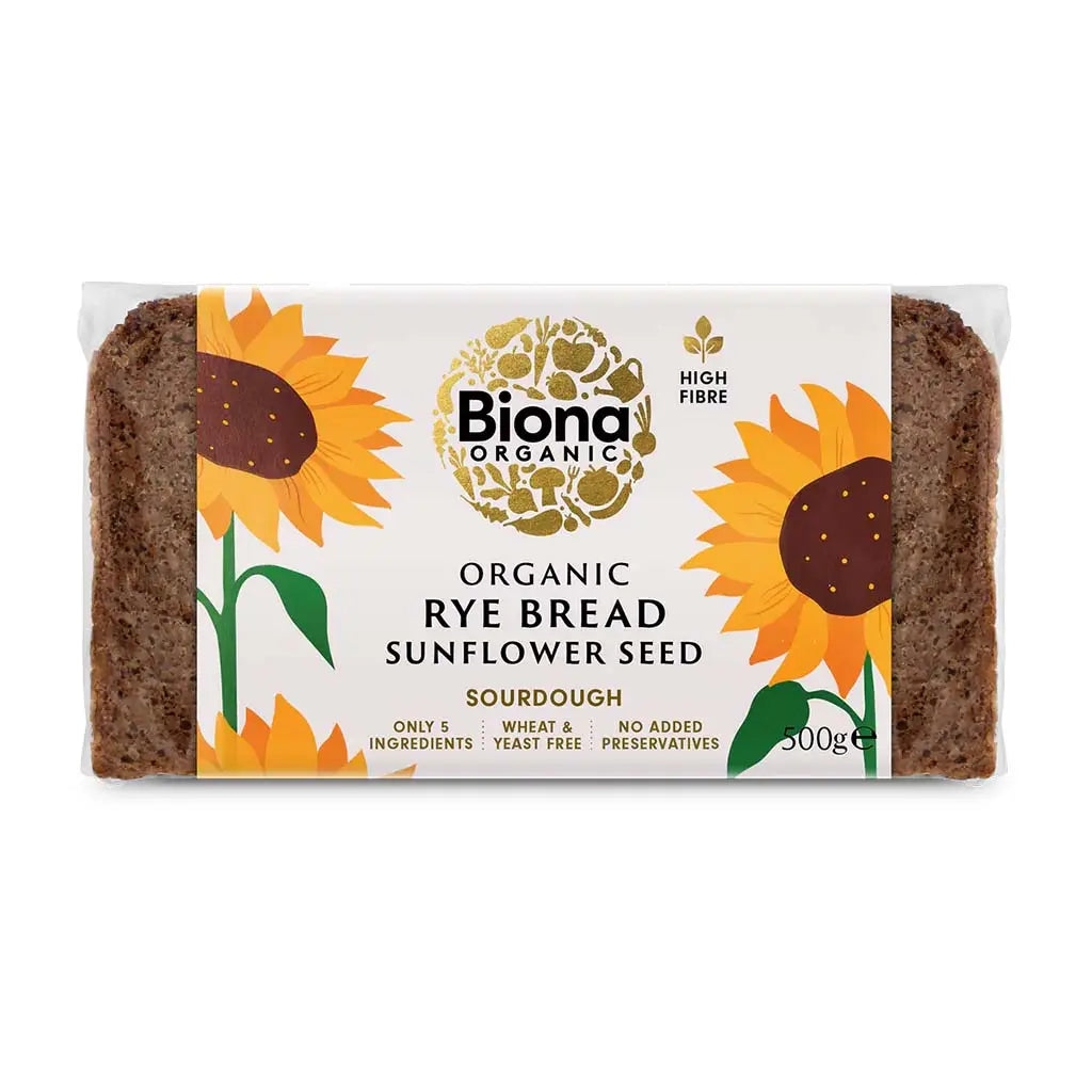 Biona Rye Sourdough Bread with Sunflower 500g.