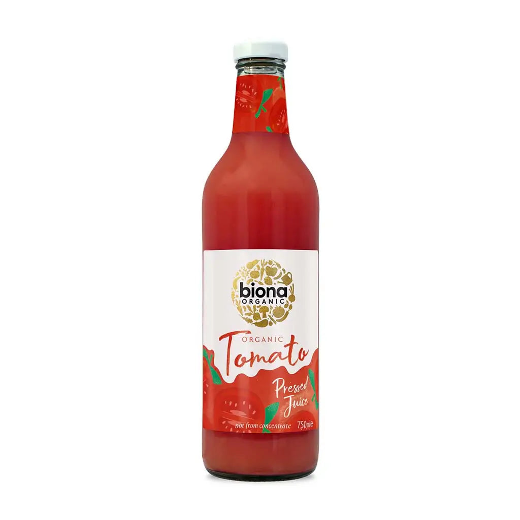 Biona Tomato Juice Organic 750ml glass bottle.