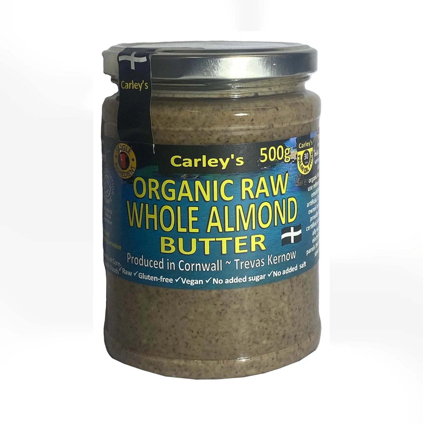 Carley's Raw Almond Butter Organic 500g Jar