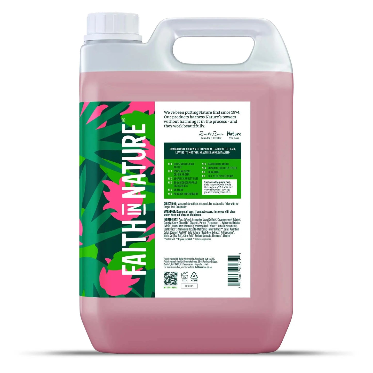 Faith in Nature Dragon Fruit Shampoo - 5L Refill Side