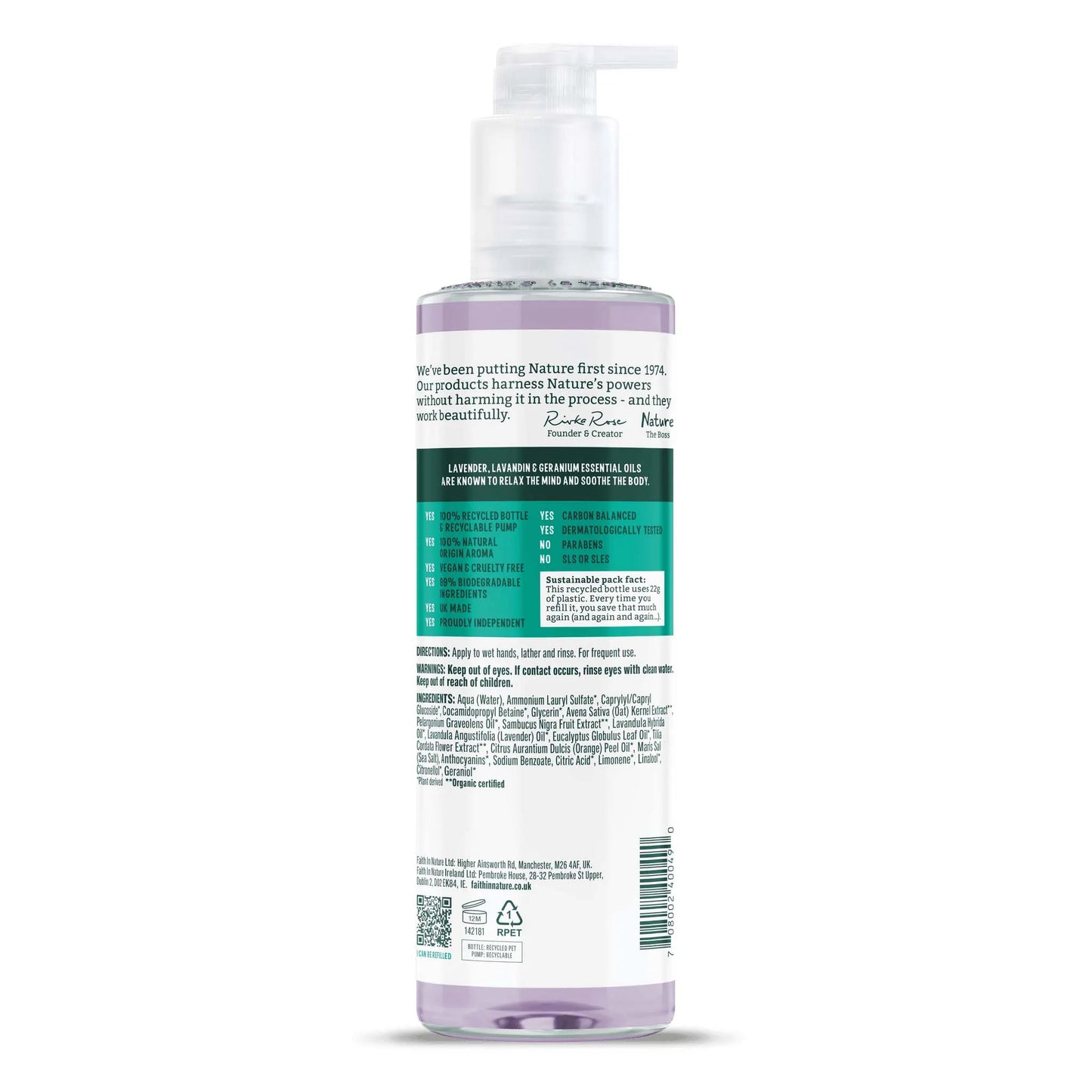 Faith in Nature Lavender & Geranium Hand Wash 400ml Back