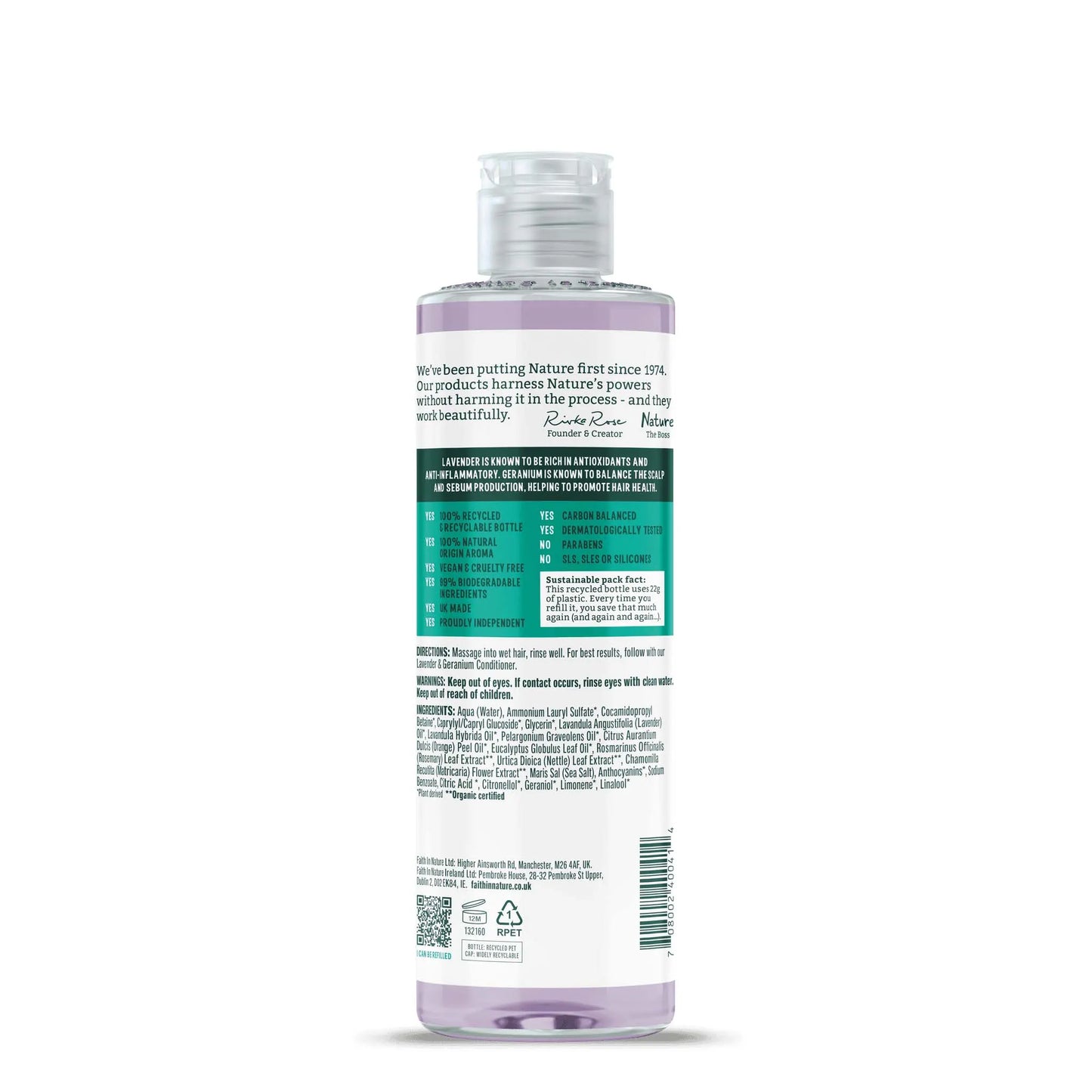 Faith in Nature Lavender & Geranium Shampoo 400ml Back
