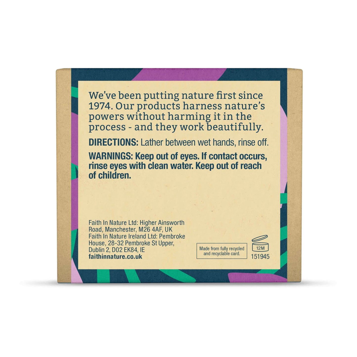 Faith in Nature Lavender Soap Bar 100g Box Back