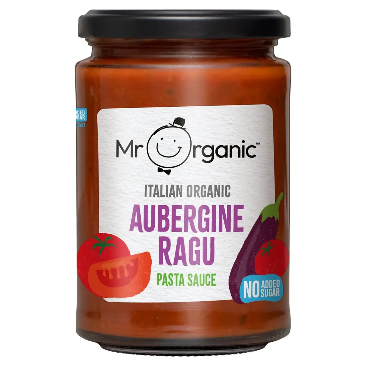 Jar of Mr Organic Italian Aubergine Ragu Pasta Sauce 350g