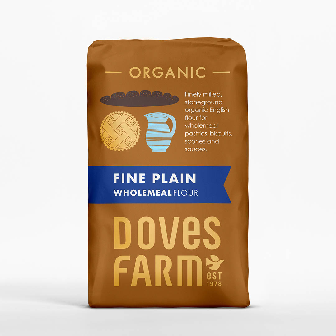 Doves Organic Fine Plain Wholemeal Flour 1kg pack