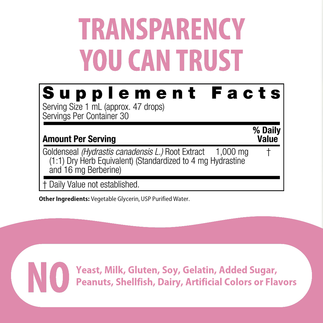 Nature's Answer Goldenseal Root extract supplement facts panel