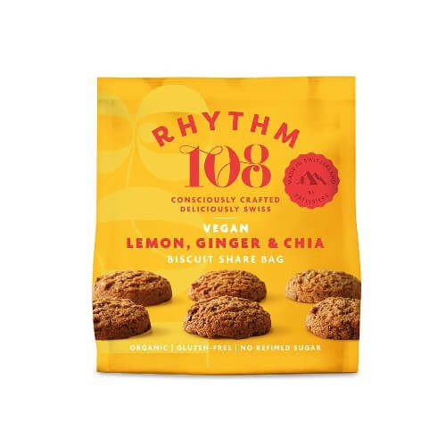 Rhythm 108 Lemon, Ginger & Chia Biscuits 135g