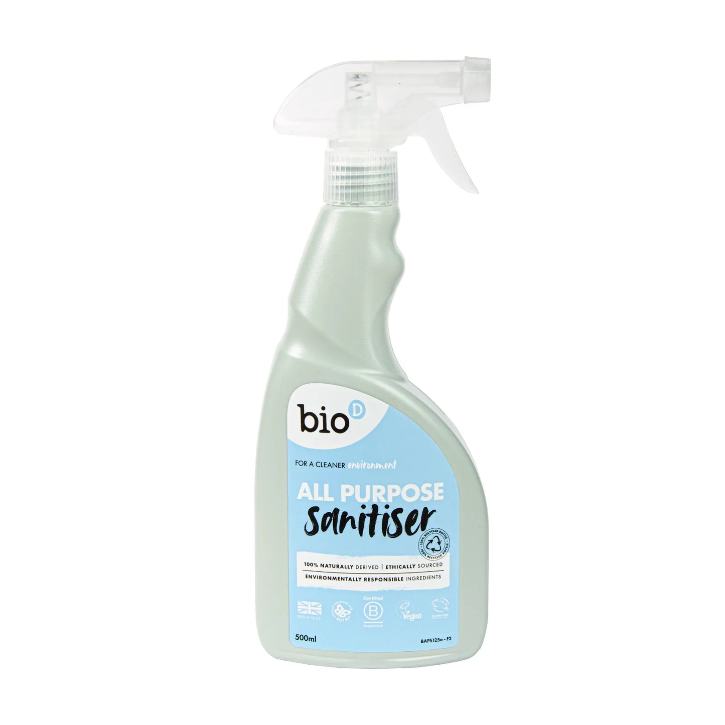 Bio-D All Purpose Sanitiser Spray 500ml Front label bottle.