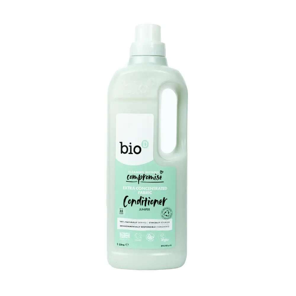 Bio-D Fabric Conditioner Juniper 1 litre Front label bottle.