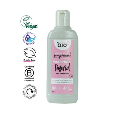 Bio-D Washing-Up Liquid Grapefruit 750ml Front label bottle with logos.
