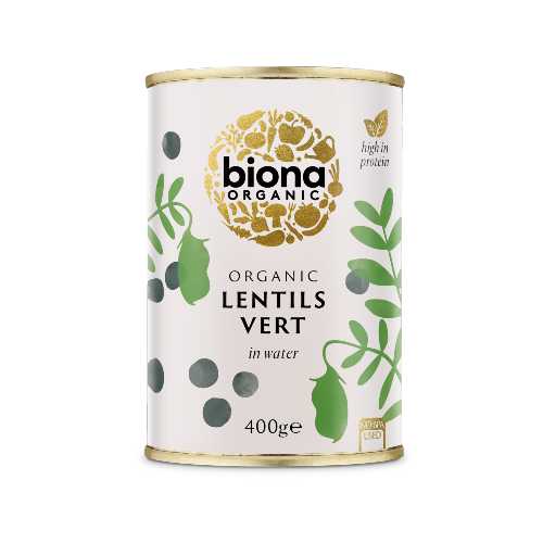 Biona Lentils (dark green speckled) Vert Organic 400g