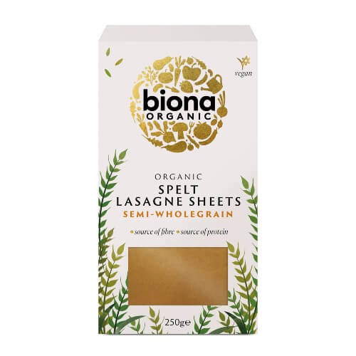 Biona Spelt Lasagne Wholewheat Organic 250g