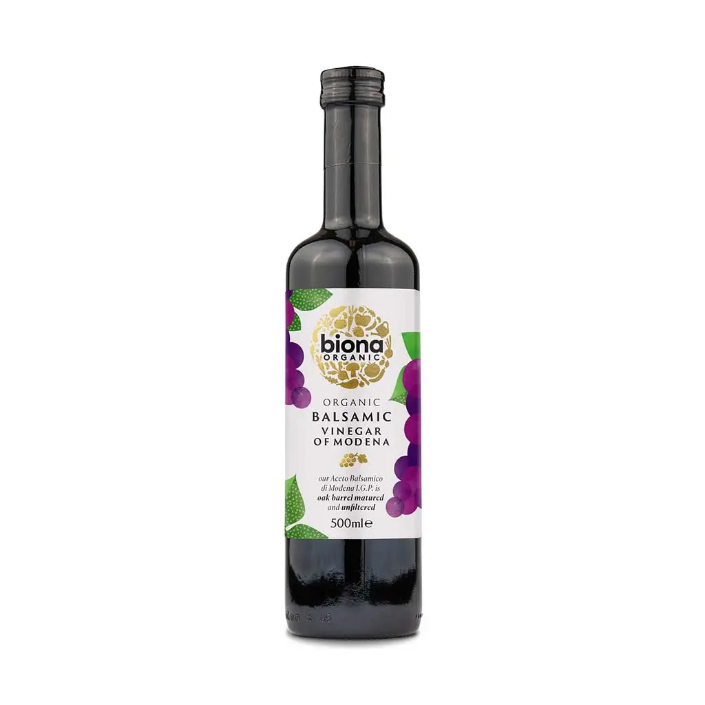 Biona Balsamic Vinegar of Modena Organic 500ml glass bottle.