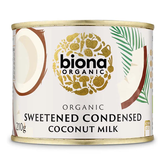 Biona Sweetened Condensed Coconut Milk 210g BPA free tin.