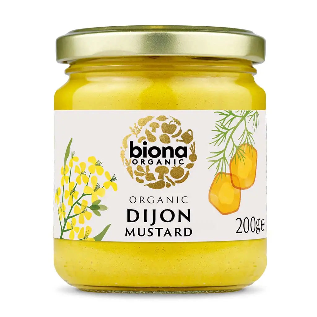 Biona Dijon Mustard Organic 200g glass jar.
