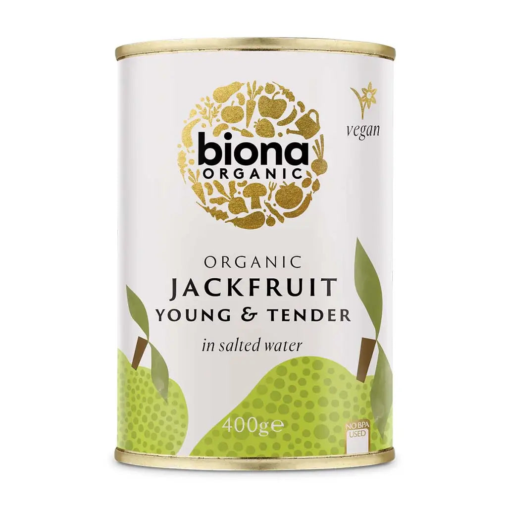 Biona Young & Tender vegan Jackfruit Organic 400g in salted water BPA free tin.