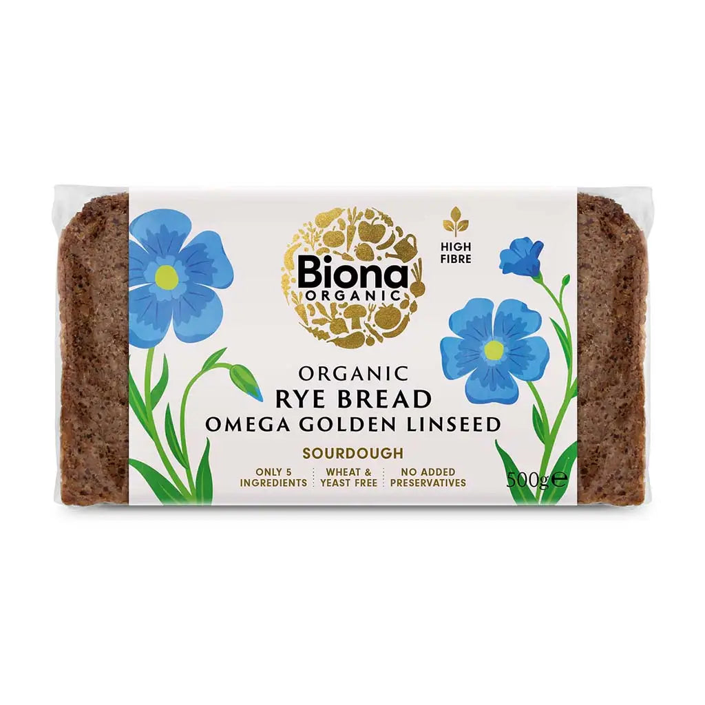 Biona Sourdough Rye Bread with Omega Golden Linseed Organic 500g