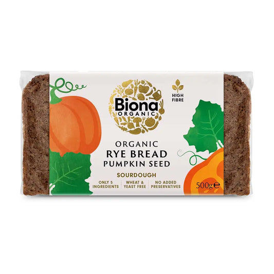 Biona Rye Sourdough Bread with Pumpkin Seeds 500g.
