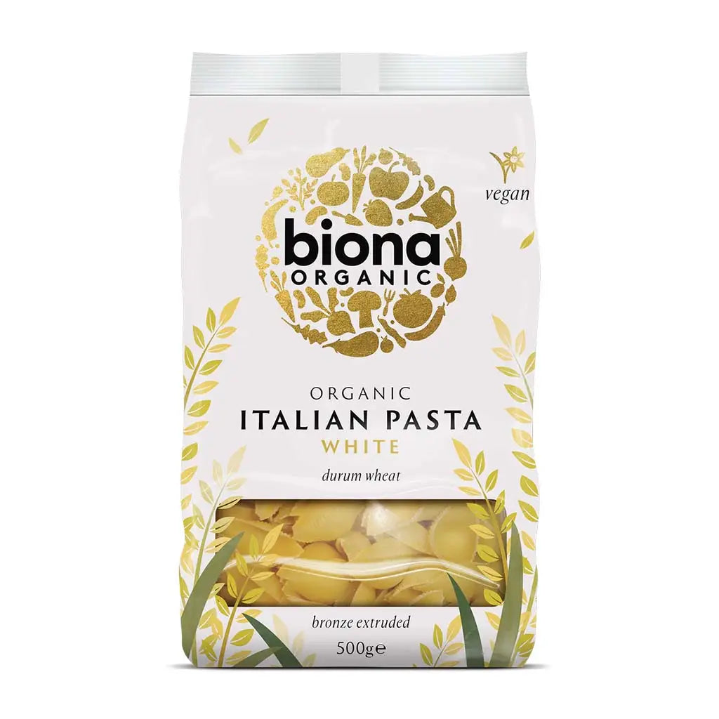 Biona Conchiglie Pasta White Organic 500g bag.