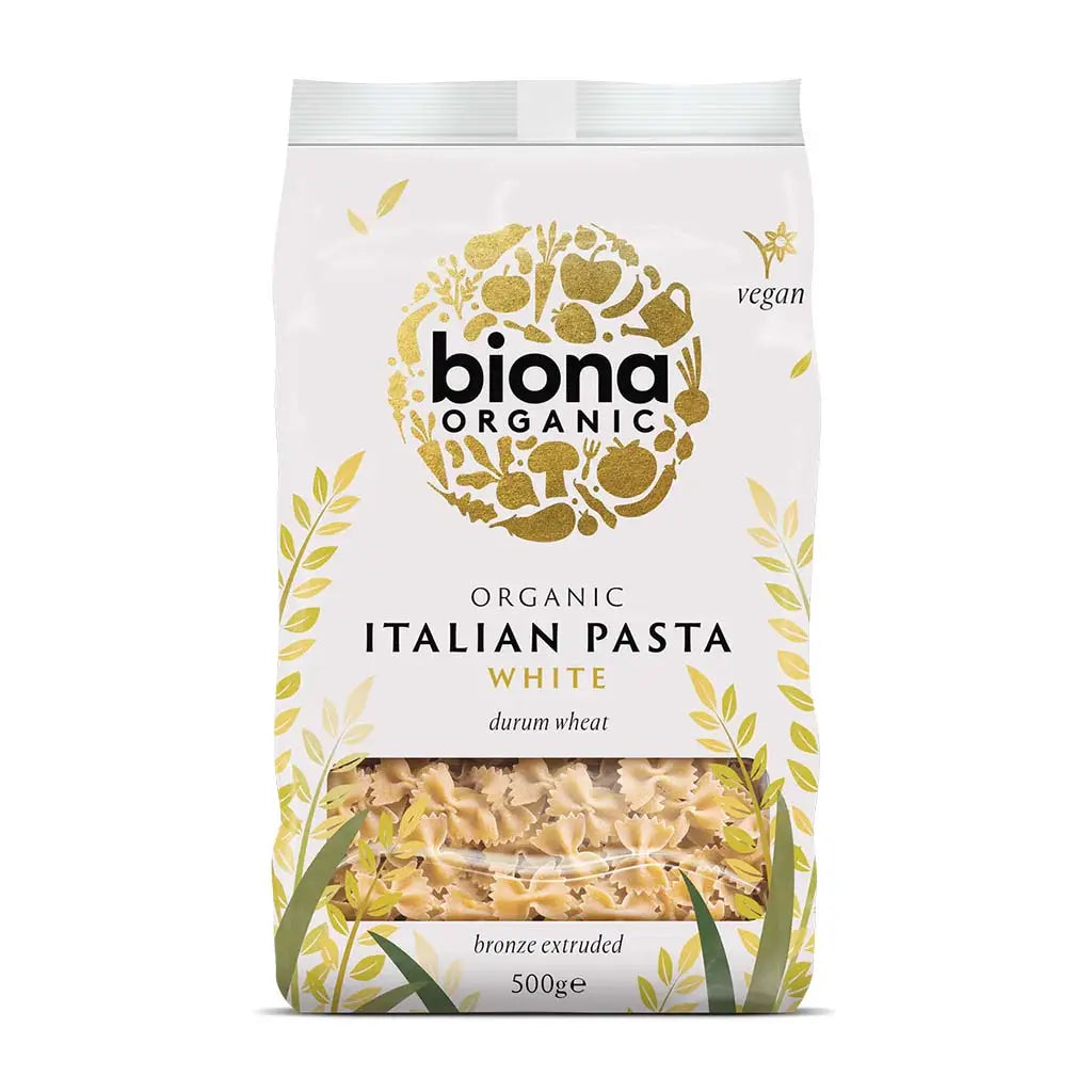 Biona Farfalle Pasta White Organic 500g bag.