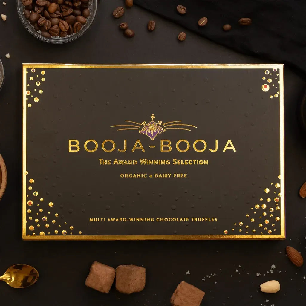 Booja Booja Organic Award Winning Selection Sixteen Truffles Front Lifestyle