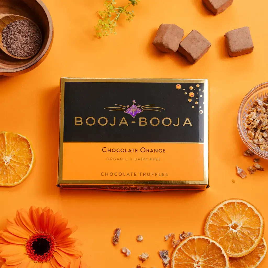 Booja Booja Organic Chocolate Orange Eight Truffles Front Lifestyle