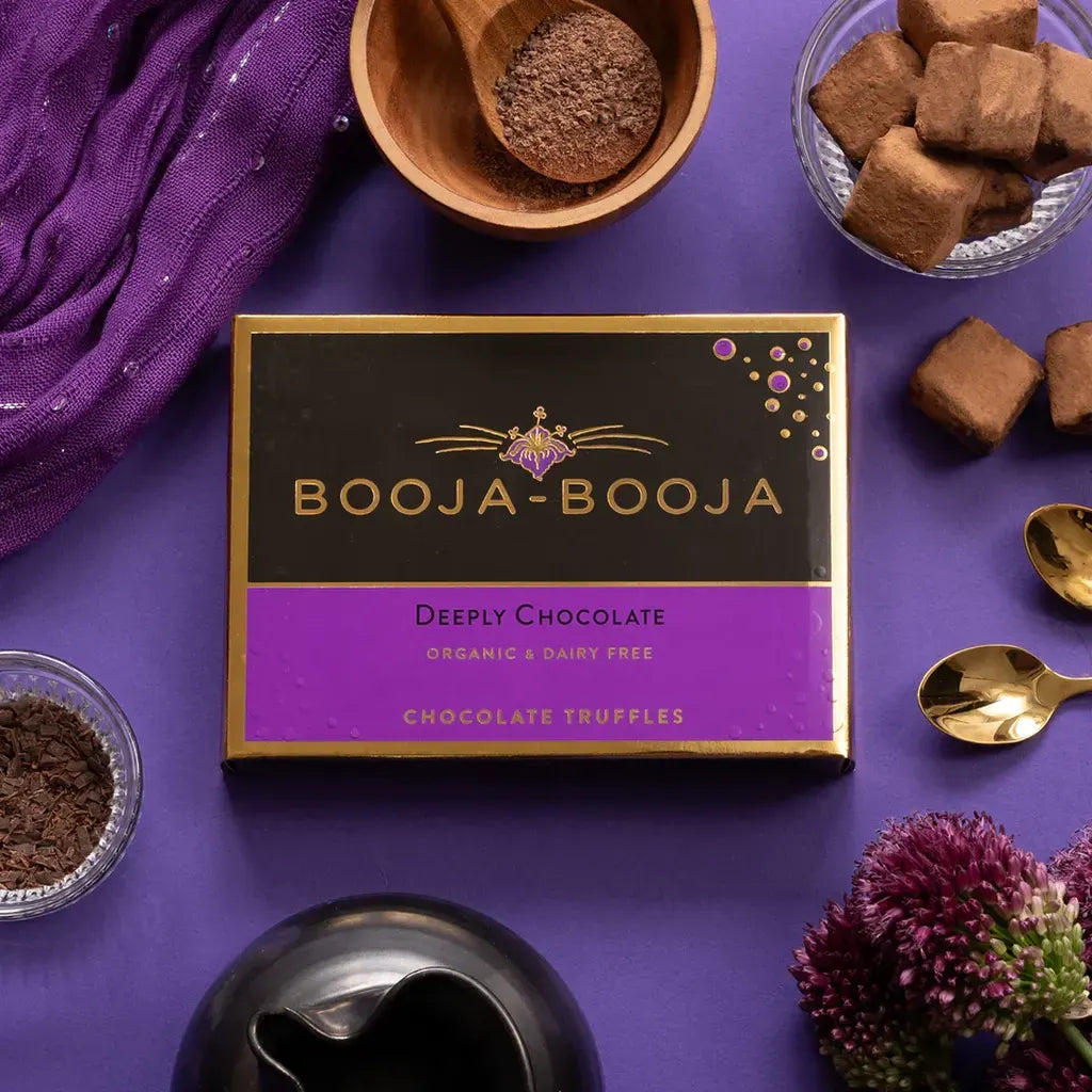 Booja Booja Organic Deeply Chocolate Eight Truffles Front Lifestyle