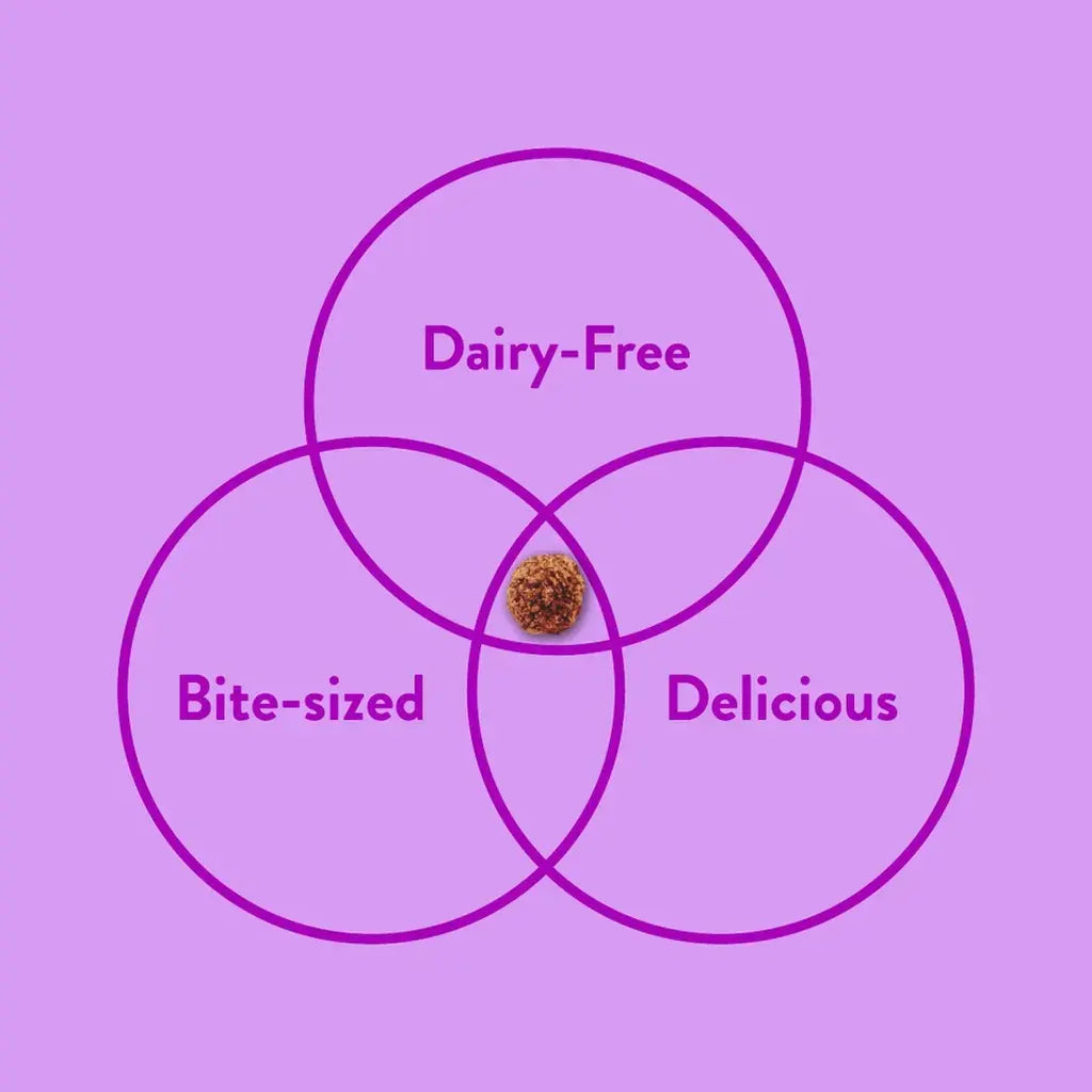 Booja Booja Wonders Raspberry Scrunch visual representation of dairy-free, bite-sized, delicious treats.
