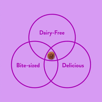 Booja Booja Wonders Raspberry Scrunch visual representation of dairy-free, bite-sized, delicious treats.