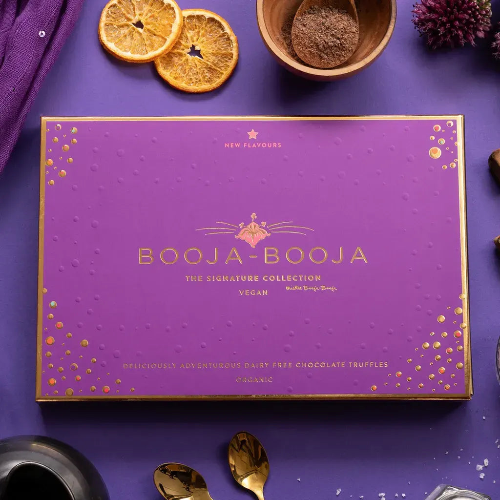 Booja Booja Organic Signature Collection Sixteen Truffles Front Lifestyle