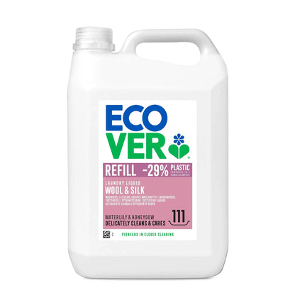 Ecover Delicate Wool & Silk Laundry Liquid waterlily & honeydew 5 Litre refill bottle.