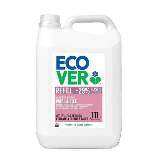Ecover Delicate Wool & Silk Laundry Liquid waterlily & honeydew 5 Litre refill bottle.