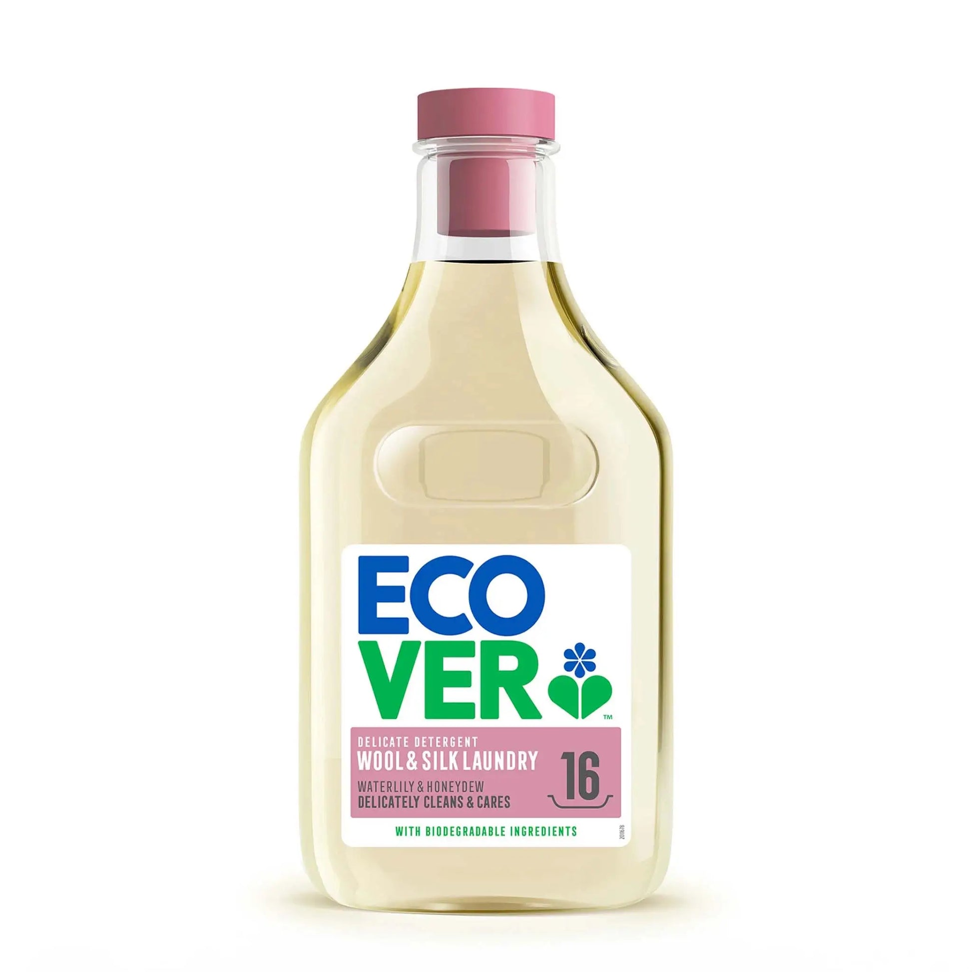 Ecover Delicate Wool & Silk Laundry Liquid detergent waterlily & honeydew 750ml bottle.