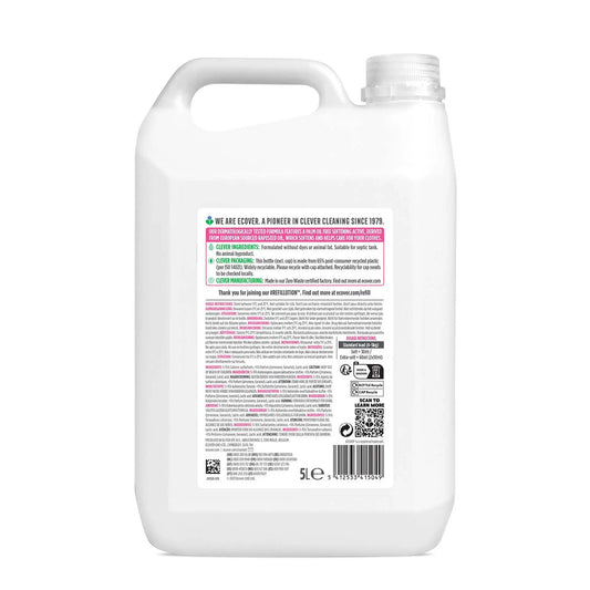 Ecover Fabric Softener Apple Blossom & Almond 5 Litre refill bottle back label.