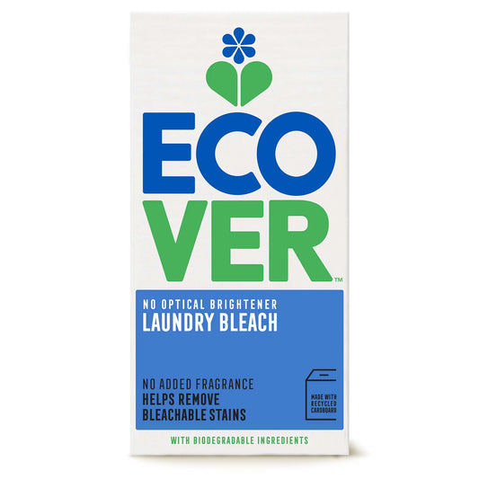 Ecover Laundry Bleach powder in cardboard packaging helps to remove bleachable stains.