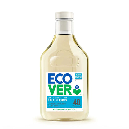 Ecover Non-Bio Concentrated Laundry detergent lavender & sandalwood scented 1.43 litre refill bottle.