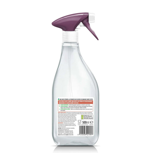 Ecover Oven & Hob Cleaner Spray 500ml spray bottle back label.