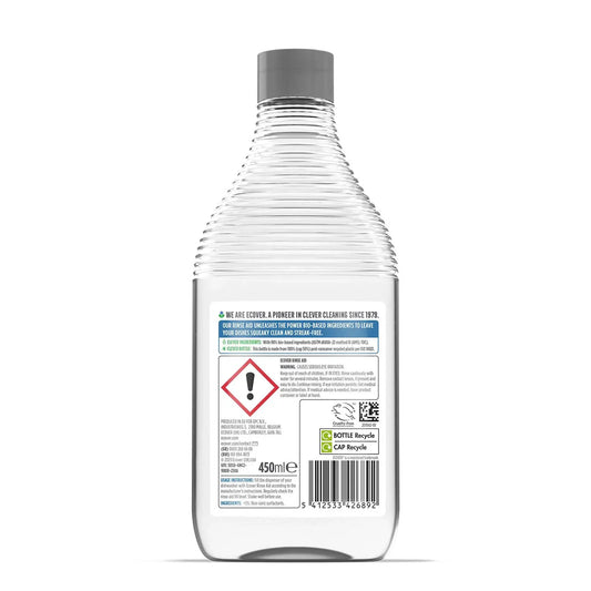 Ecover Rinse Aid 450ml bottle back label.