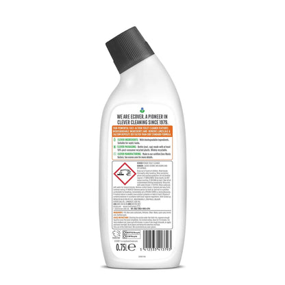 Ecover Lemon & Orange Power Toilet Cleaner 750ml bottle back label.