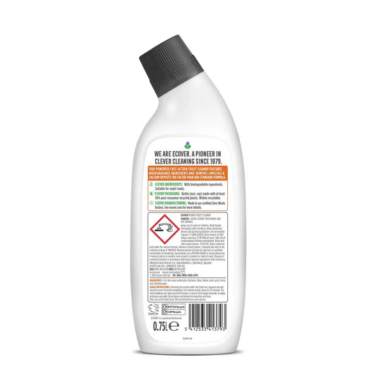 Ecover Lemon & Orange Power Toilet Cleaner 750ml bottle back label.