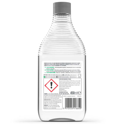 Ecover Zero Sensitive Washing-Up Liquid 450ml bottle back label.