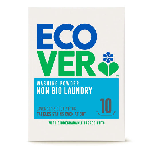 Ecover Non-Bio Laundry Washing Powder lavender & eucalyptus 750g or 10 washes in a cardboard box.