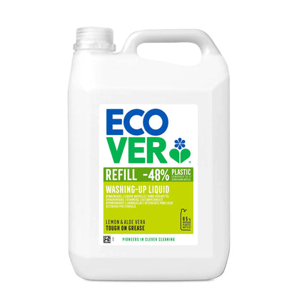 Ecover Washing-Up Liquid Lemon & Aloe Vera 5 Litre refill bottle.