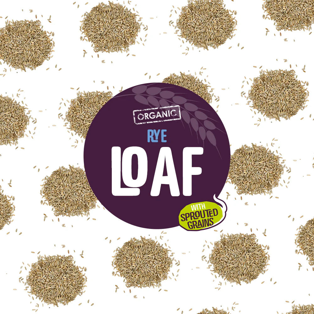 Everfersh rye loaf label with sprouted grains on a white background.