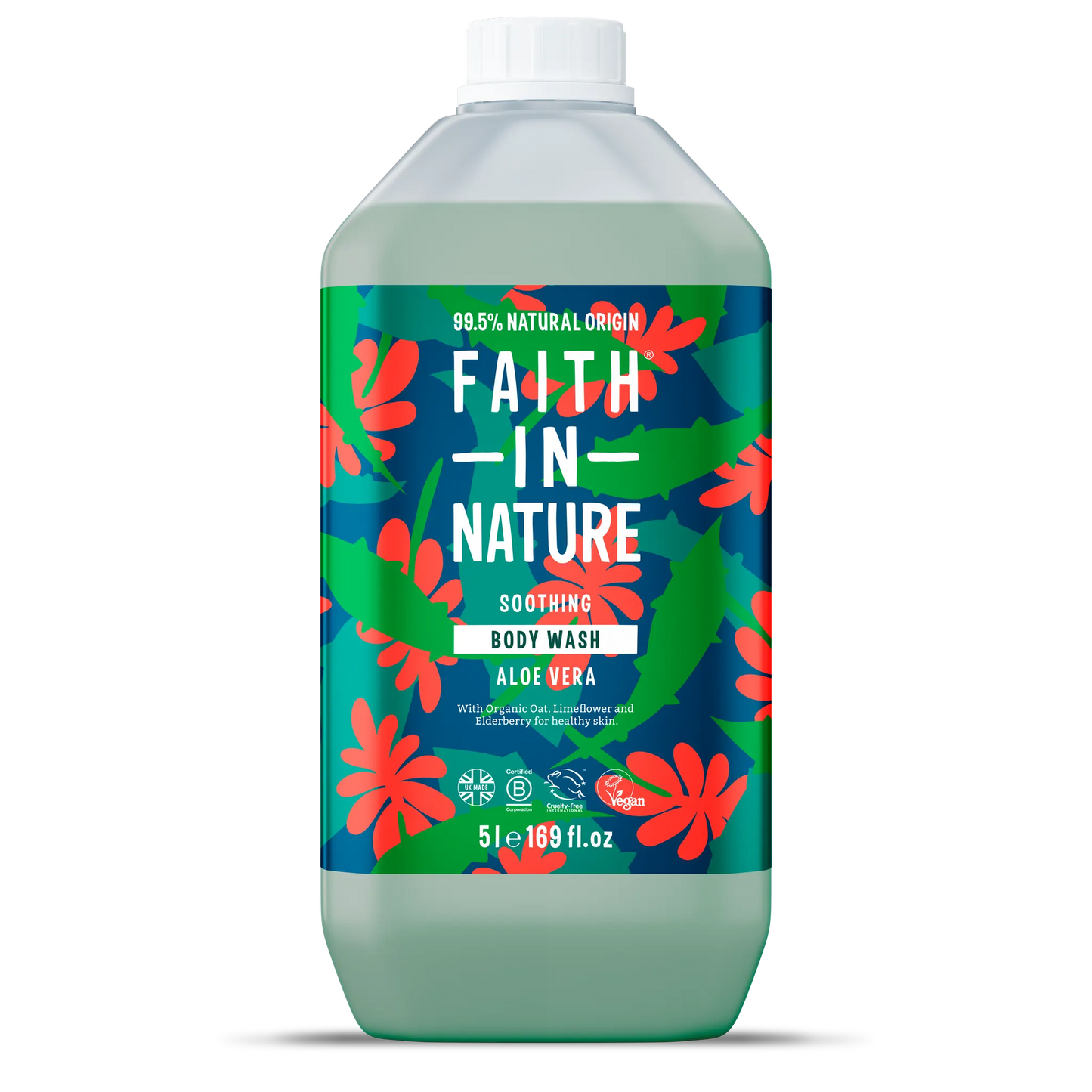 Faith In Nature Aloe Vera Body Wash - 5L Refill Bottle Front