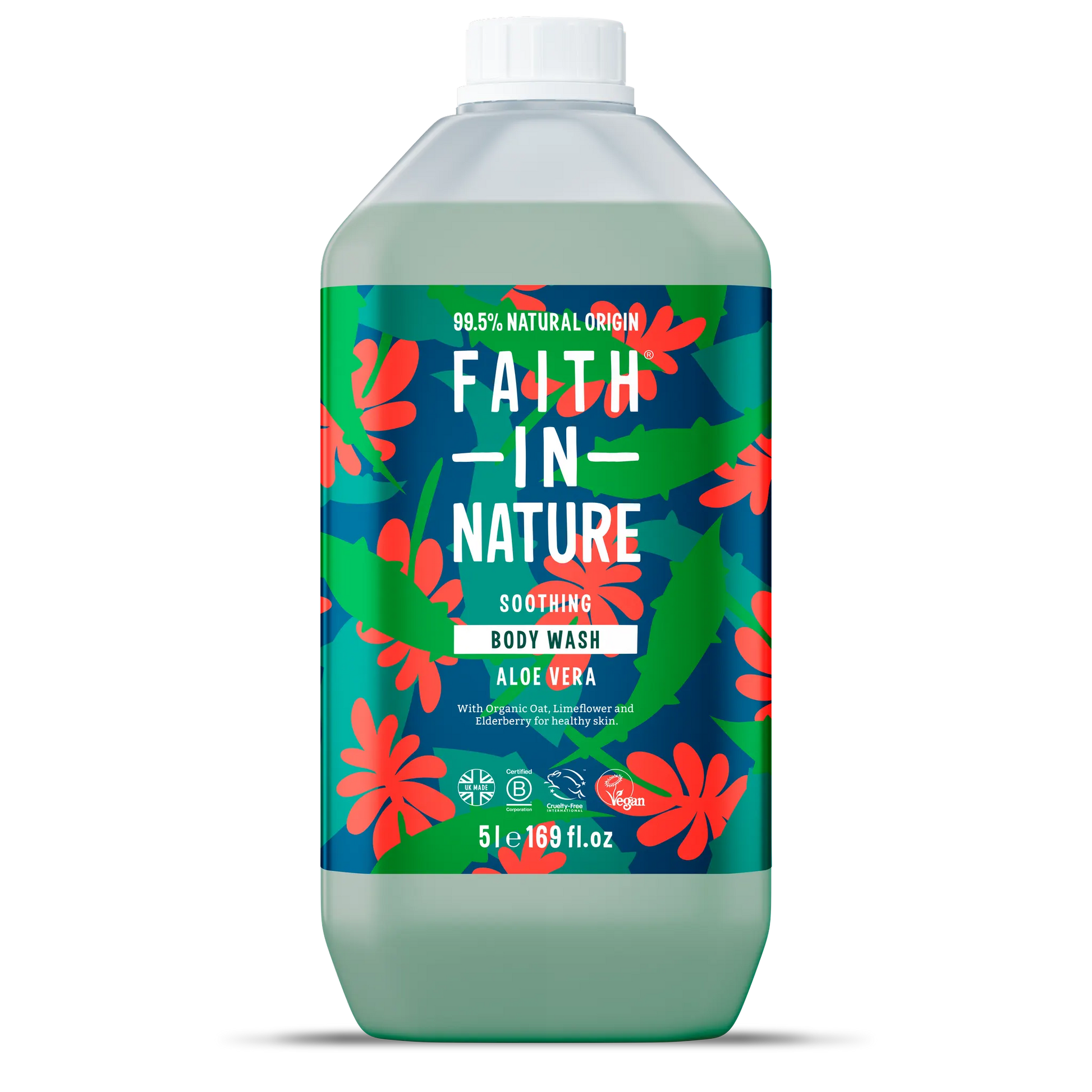 Faith In Nature Aloe Vera Body Wash - 5L Refill Bottle Front