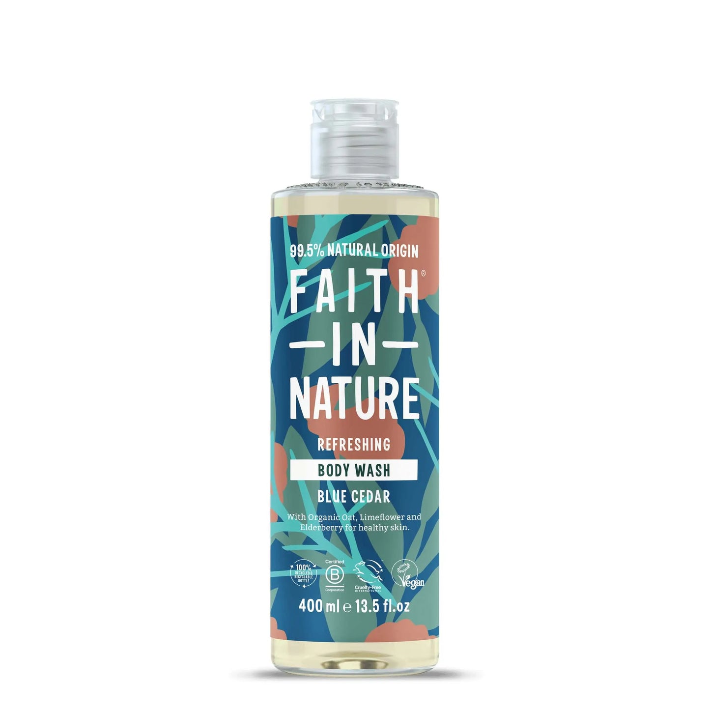 Faith in Nature Blue Cedar Body Wash 400ml Bottle Front